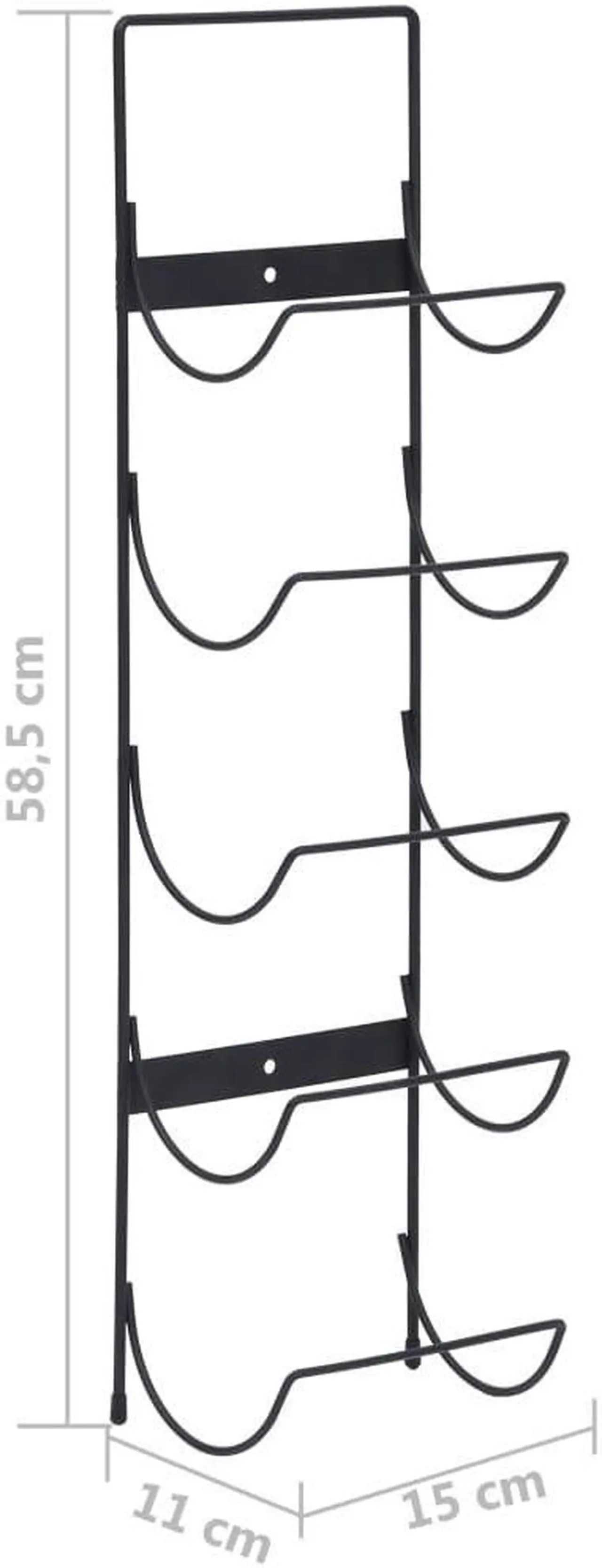 Alt view image 15 of 15 - vidaXL Wall Mounted Wine Rack for 5 Bottles Black Iron