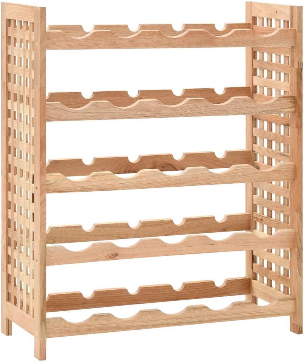 Alt view image 10 of 14 - vidaXL Wine Rack for 25 Bottles Solid Walnut Wood 24.8"x9.8"x28.7"