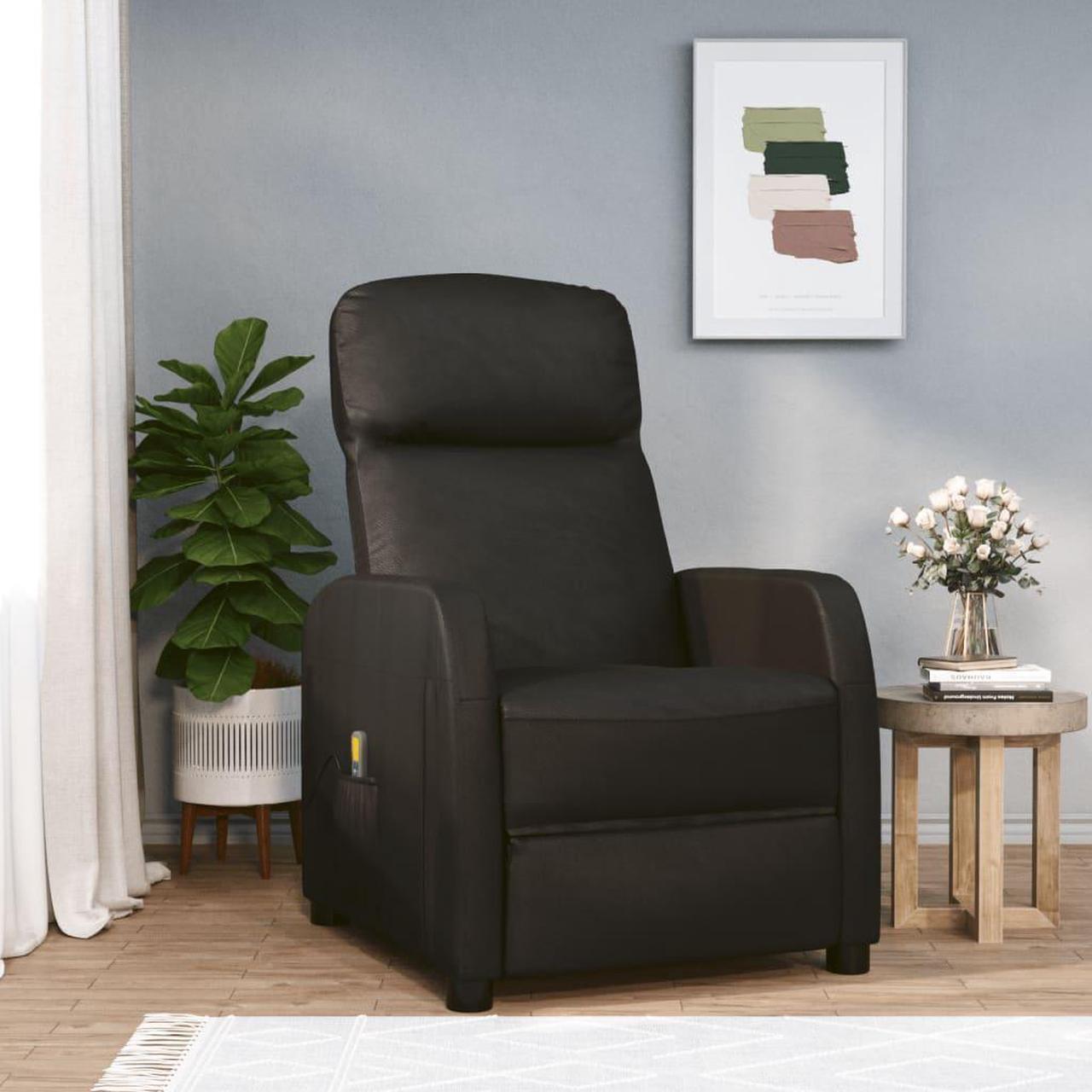 Main image of vidaXL Massage Chair Leisure Lounge Recliner for Home Theater Black Faux Leather