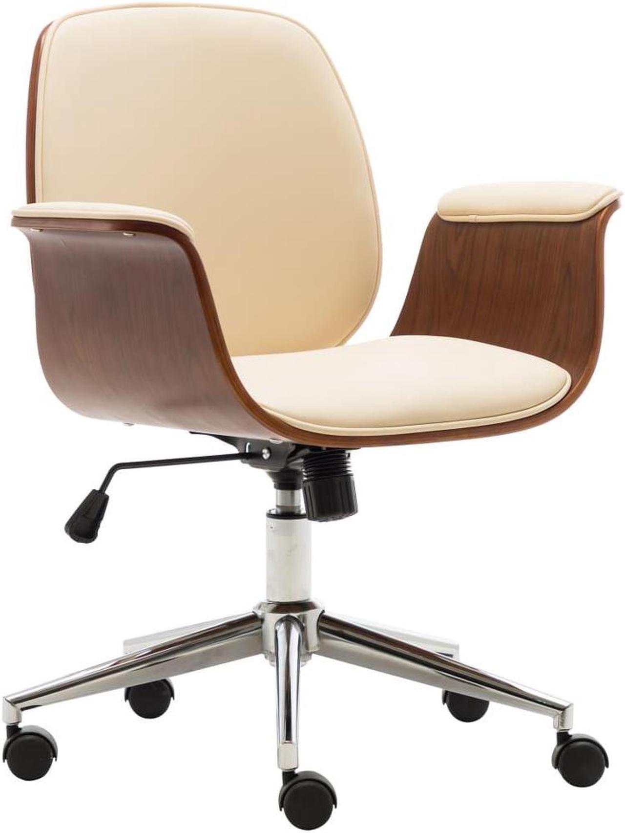 Main image of vidaXL Office Chair Swivel Office Armchair Cream Bent Wood and Faux Leather