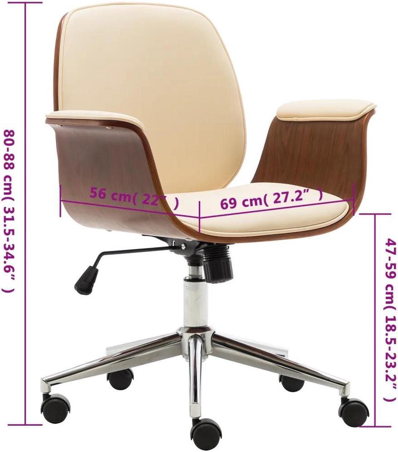 Alt view image 3 of 6 - vidaXL Office Chair Swivel Office Armchair Cream Bent Wood and Faux Leather