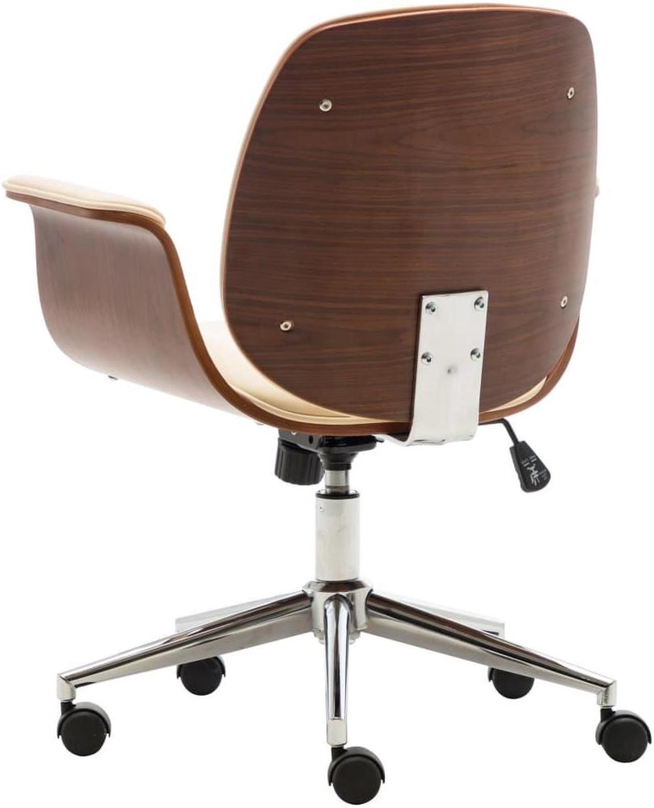 Alt view image 4 of 6 - vidaXL Office Chair Swivel Office Armchair Cream Bent Wood and Faux Leather