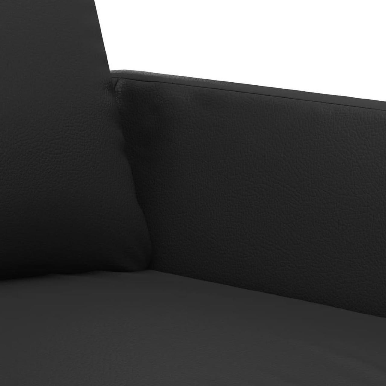 Alt view image 5 of 6 - vidaXL Sofa Set with Cushions Accent Loveseat Couch 3 Piece Black Faux Leather
