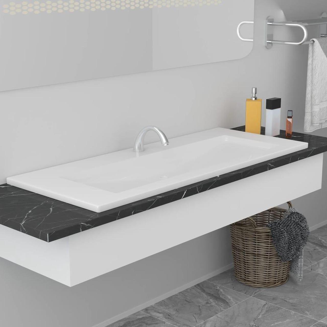 Alt view image 17 of 18 - vidaXL Wash Basin Built-in Basin Vanity Sink Small Basin Bath Sink Ceramic White