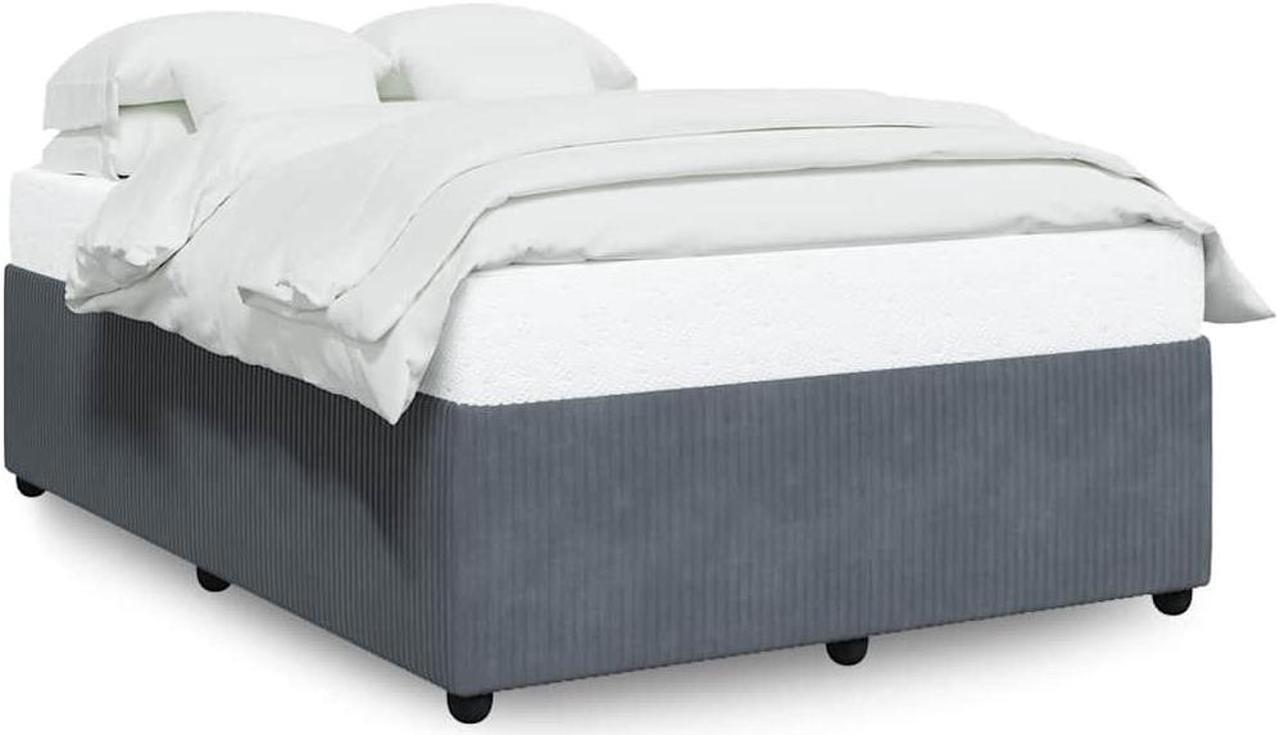 Alt view image 2 of 7 - vidaXL Bed Frame Upholstered Bedstead Mattress Base Dark Gray Queen Velvet