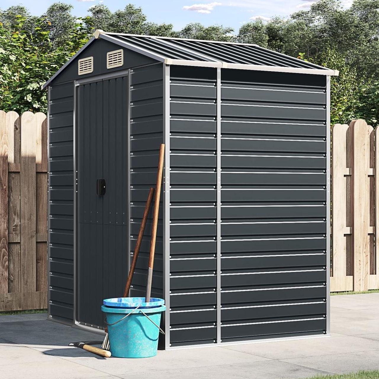 Main image of vidaXL Garden Shed Metal Outdoor Storage Shed Anthracite Galvanized Steel