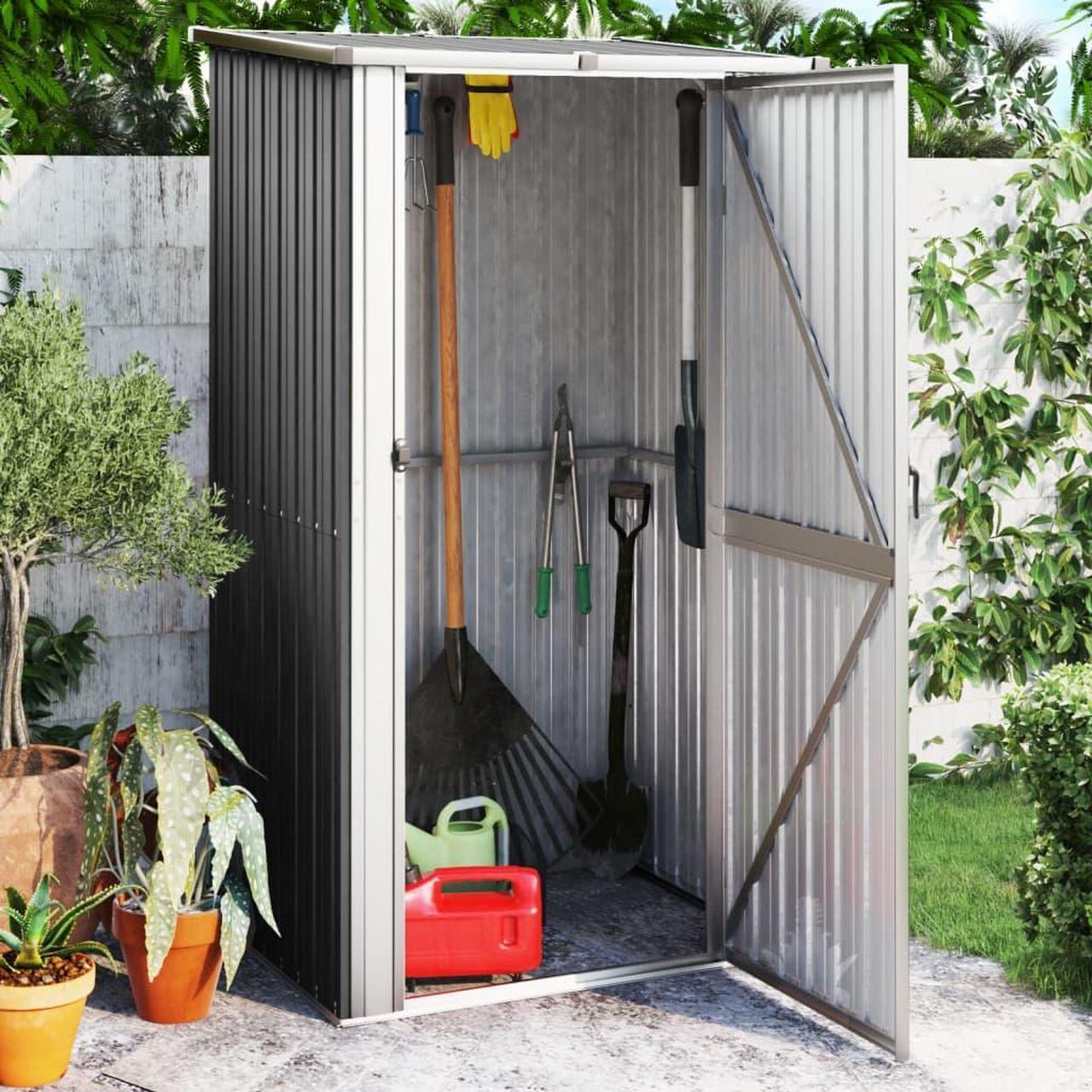 Main image of vidaXL Garden Shed Outdoor Storage Garage House Anthracite Galvanized Steel