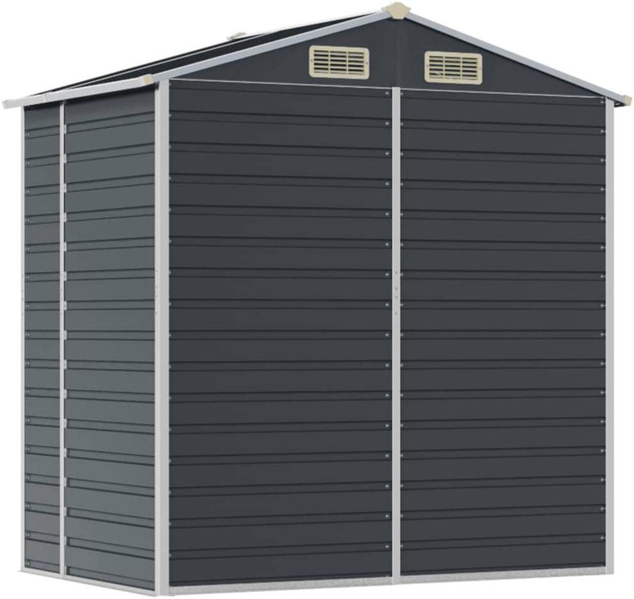 Alt view image 7 of 7 - vidaXL Garden Shed Metal Outdoor Storage Shed Anthracite Galvanized Steel