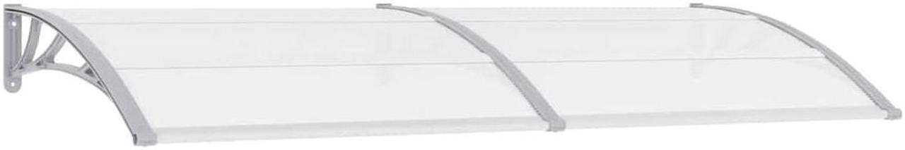 Alt view image 2 of 7 - vidaXL Door Canopy, Front Door Canopy for Protection, Porch Canopy for Outdoor, Weather-Resistant Polycarbonate Cover, 94.5"x39.4", Gray