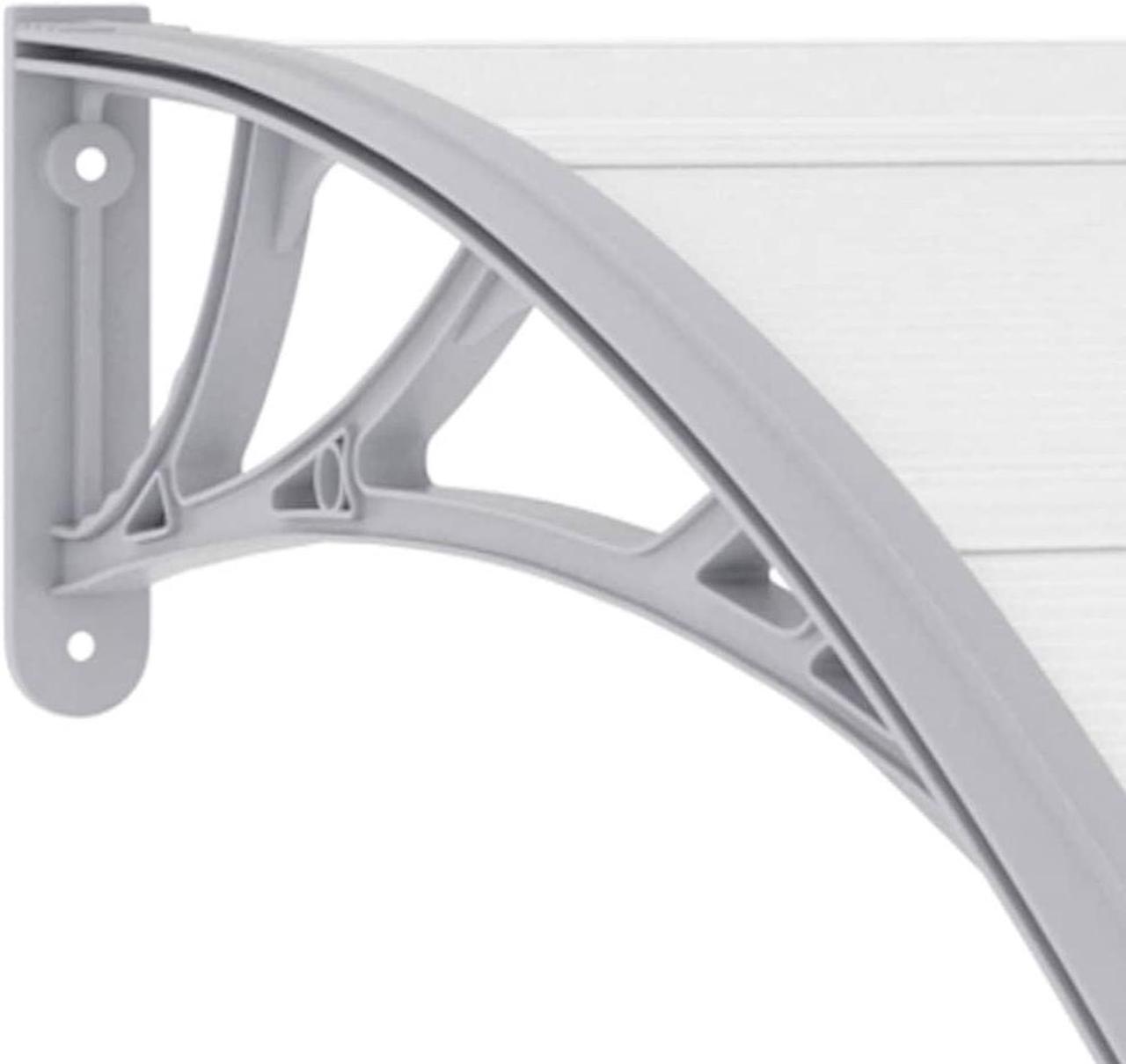 Alt view image 6 of 7 - vidaXL Door Canopy, Front Door Canopy for Protection, Porch Canopy for Outdoor, Weather-Resistant Polycarbonate Cover, 94.5"x39.4", Gray