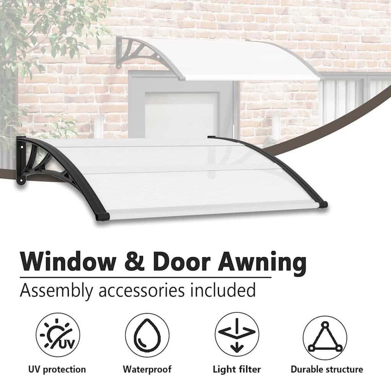 Alt view image 5 of 7 - vidaXL Door Canopy, Front Door Canopy for Protection, Porch Canopy for Outdoor, Weather-Resistant Polycarbonate Cover, 47.2"x39.4" , Black