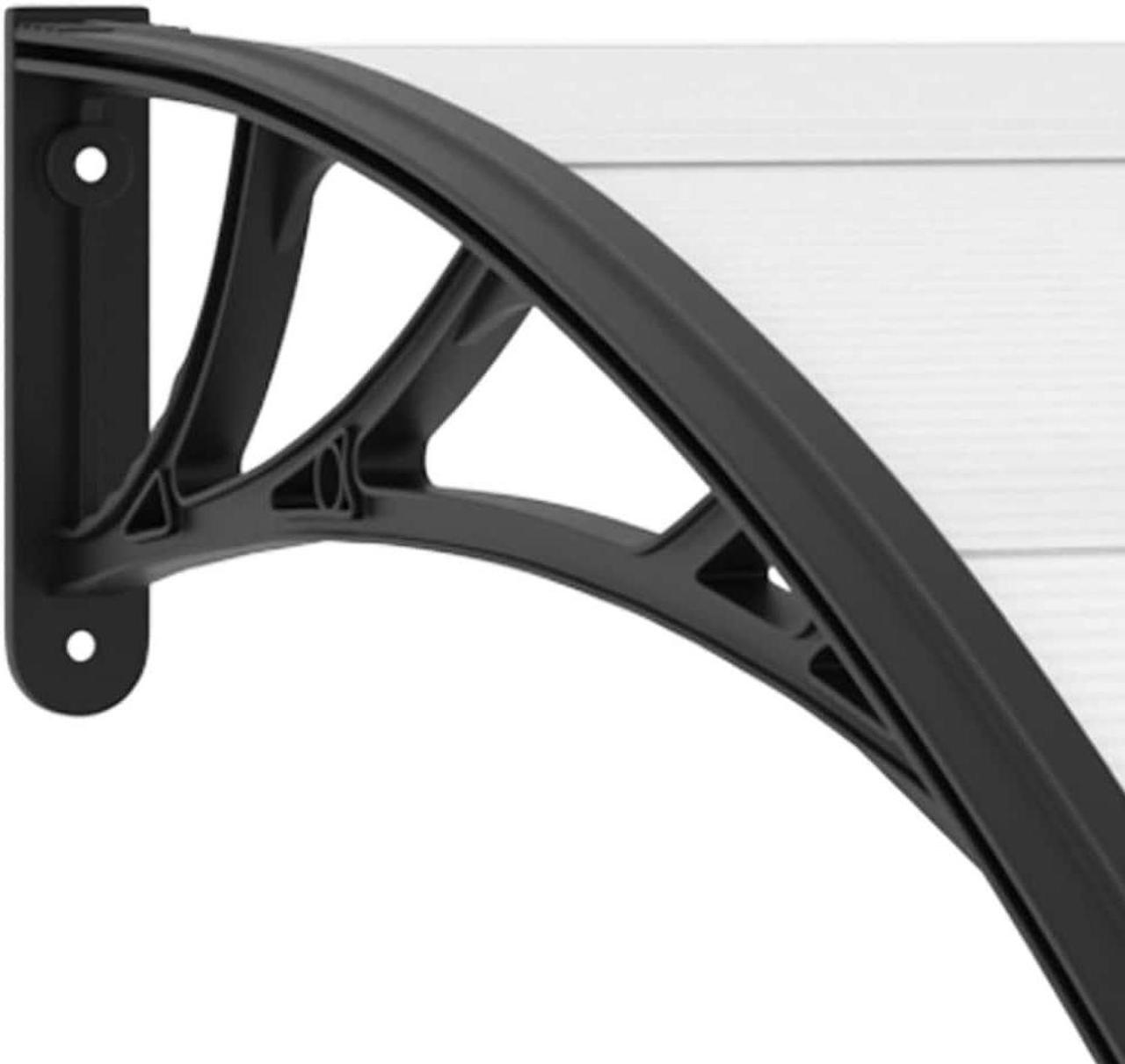 Alt view image 6 of 7 - vidaXL Door Canopy, Front Door Canopy for Protection, Porch Canopy for Outdoor, Weather-Resistant Polycarbonate Cover, 47.2"x39.4" , Black