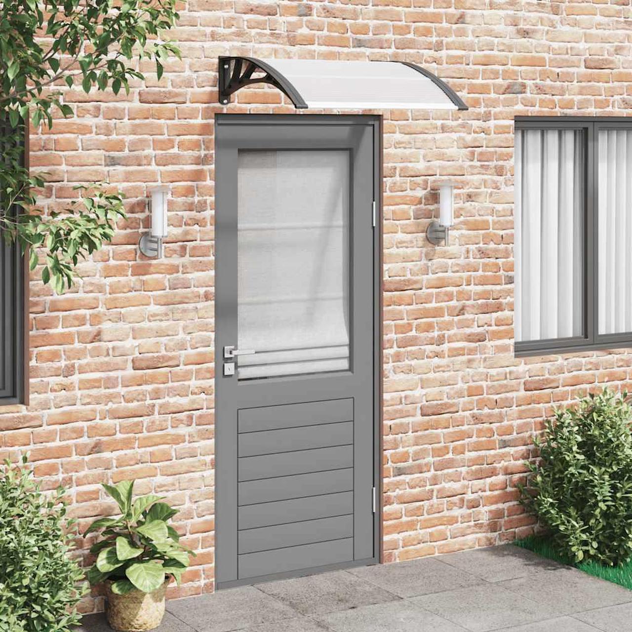 Main image of vidaXL Door Canopy, Front Door Canopy for Protection, Porch Canopy for Outdoor, Weather-resistant Polycarbonate Cover, 31.5"x31.5", Black and Transparent