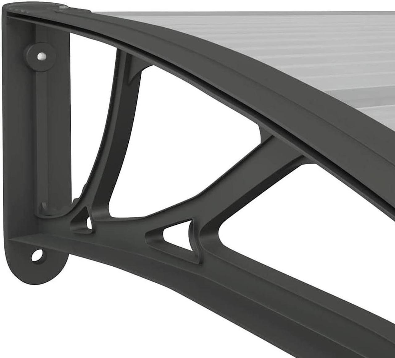 Alt view image 6 of 7 - vidaXL Door Canopy, Front Door Canopy for Protection, Porch Canopy for Outdoor, Weather-resistant Polycarbonate Cover, 31.5"x31.5", Black and Transparent