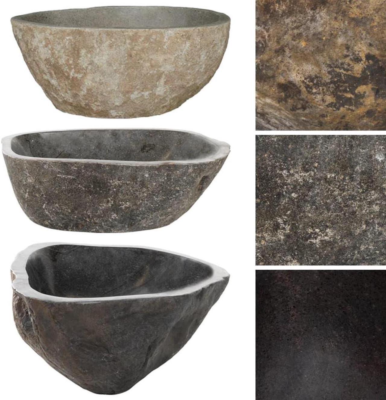 Alt view image 3 of 7 - vidaXL Bathroom Basin, Vessel Sink, Countertop Vanity Sink, Naturally Varied Shape and Color Tone, Easy Assembly, (14.6"-18.1")x(11.4"-14.2")x4.5" River Stone