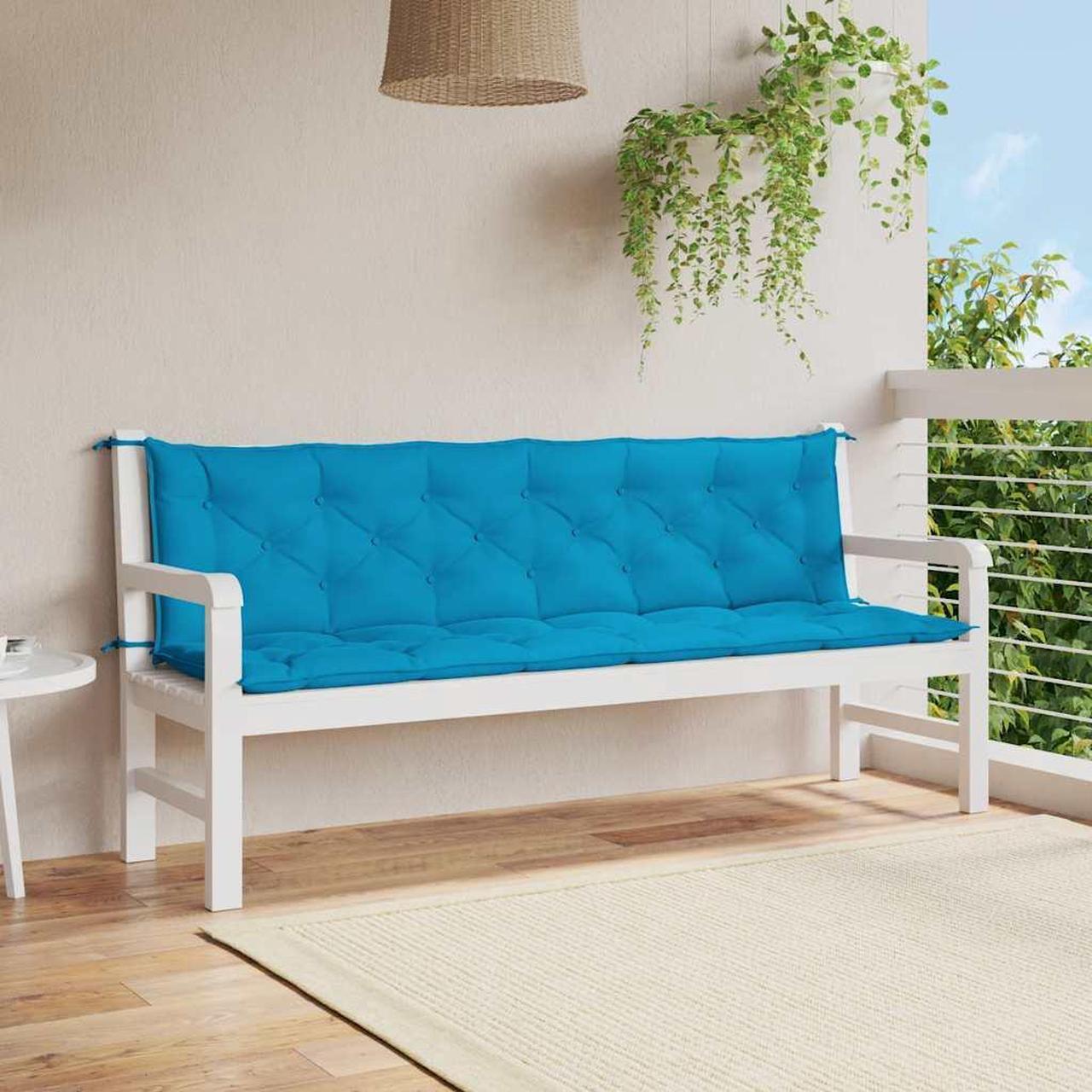 Main image of vidaXL Indoor/Outdoor Bench Cushions 2 pcs, Patio Loveseat Cushions, Porch Swing Seat Cushions, Non-slip, Water-Repellent, Breathable, Resilient, Light Blue 78.7"x19.7"x2.8" Oxford Fabric