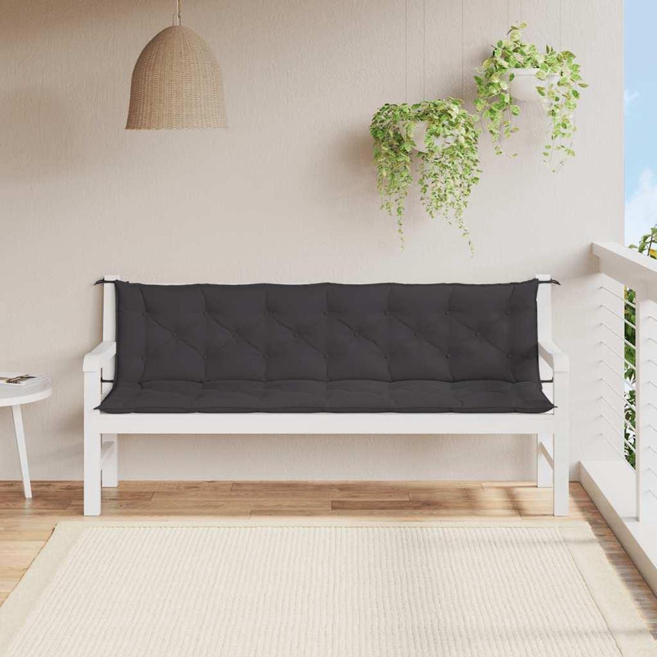 Alt view image 3 of 7 - vidaXL Indoor/Outdoor Bench Cushions 2 pcs, Patio Loveseat Cushions, Porch Swing Seat Cushions, Non-slip, Water-Repellent, Breathable, Resilient, Black 78.7"x19.7"x2.8" Oxford Fabric
