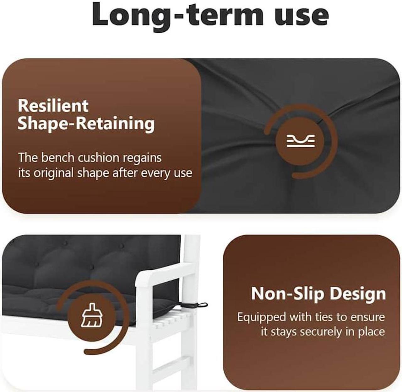 Alt view image 5 of 7 - vidaXL Indoor/Outdoor Bench Cushions 2 pcs, Patio Loveseat Cushions, Porch Swing Seat Cushions, Non-slip, Water-Repellent, Breathable, Resilient, Black 78.7"x19.7"x2.8" Oxford Fabric