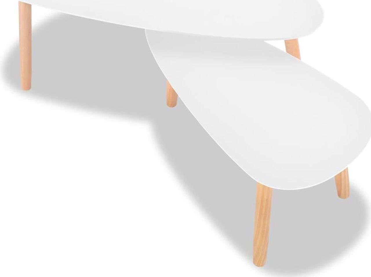 Alt view image 7 of 7 - vidaXL Nesting Coffee Table 2 pcs, Side Tables with Solid Pine Wood Legs, Scandinavian Style End Table for Living Room, White