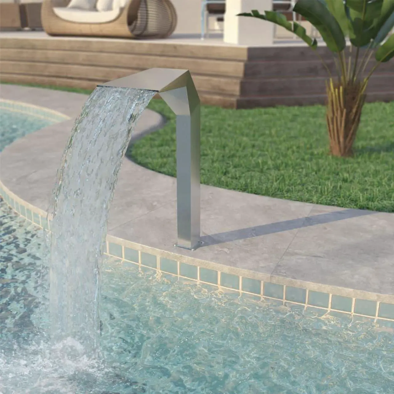 Main image of vidaXL Pool Fountain, Stainless Steel 304 Construction, Chlorine-Resistant, with Even Water Flow, Easy Installation, Suitable for Ponds, Pools, Gardens, 19.7"x11.8"x23.6"