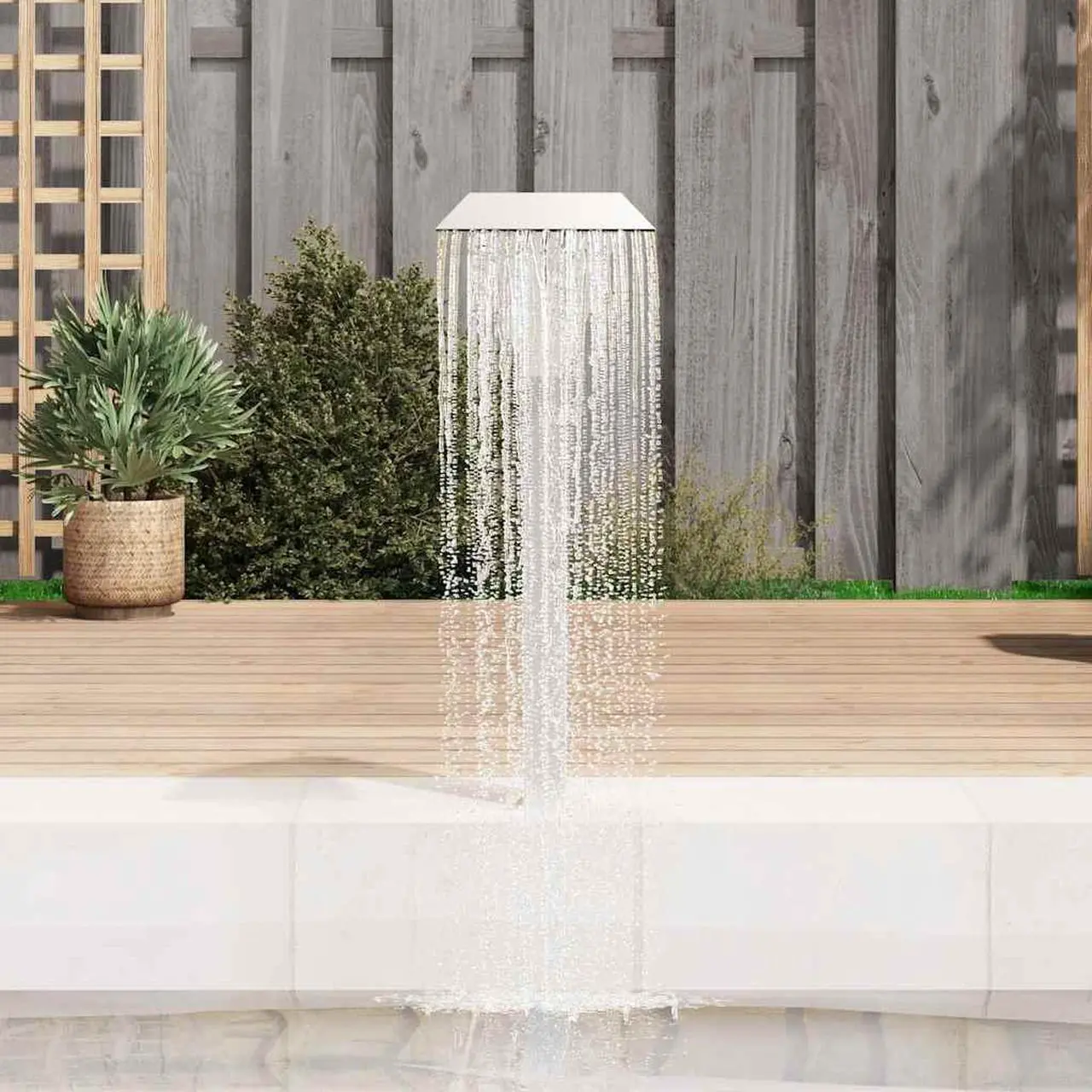 Alt view image 3 of 7 - vidaXL Pool Fountain, Stainless Steel 304 Construction, Chlorine-Resistant, with Even Water Flow, Easy Installation, Suitable for Ponds, Pools, Gardens, 19.7"x11.8"x23.6"
