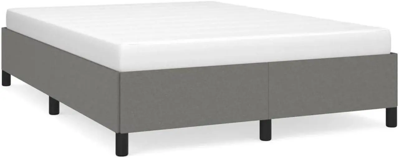 Alt view image 3 of 7 - vidaXL Full Size Bed Frame with Plywood Slats, Platform Bed Frame, Fabric Upholstered Mattress Foundation, No Box Spring Needed & Easy Assembly, Dark Gray, without Mattress