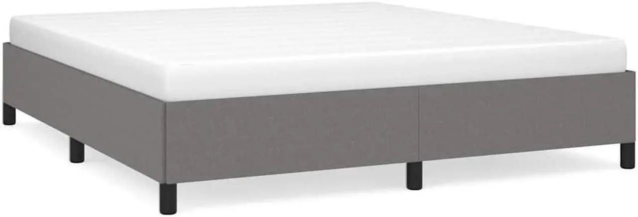 Alt view image 3 of 7 - vidaXL King Size Bed Frame with Plywood Slats, Platform Bed Frame, Fabric Upholstered Mattress Foundation, No Box Spring Needed & Easy Assembly, Dark Gray, without Mattress