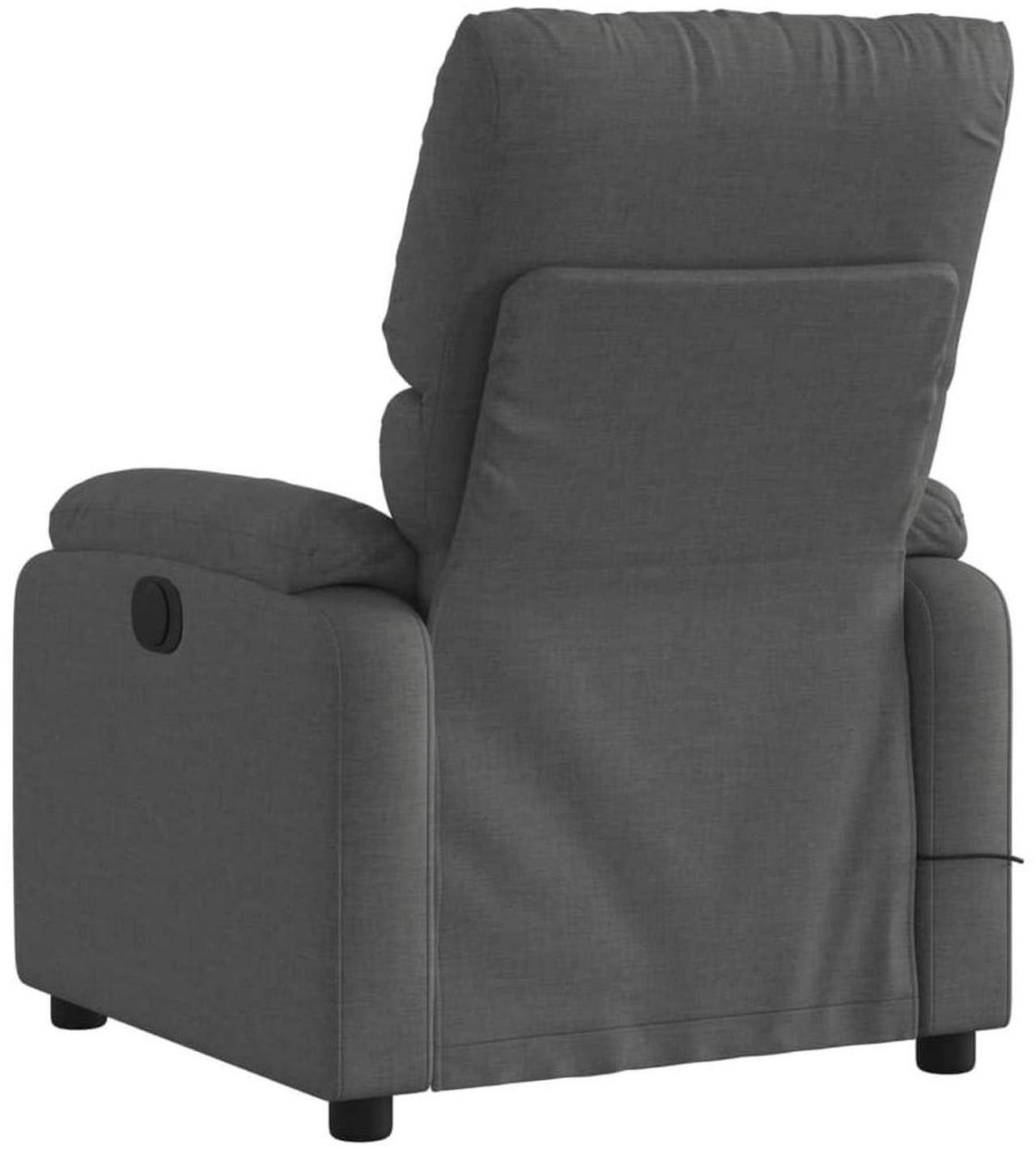Alt view image 7 of 7 - vidaXL Fabric Massage Recliner Chair for Living Room, Home Theater, 6-Point Vibration Massage, Adjustable Back & Footrest, Side Pocket, Dark Gray