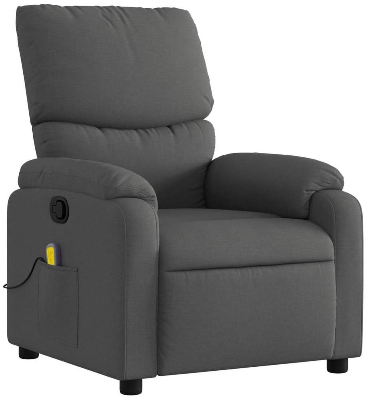 Alt view image 4 of 7 - vidaXL Fabric Massage Recliner Chair for Living Room, Home Theater, 6-Point Vibration Massage, Adjustable Back & Footrest, Side Pocket, Dark Gray