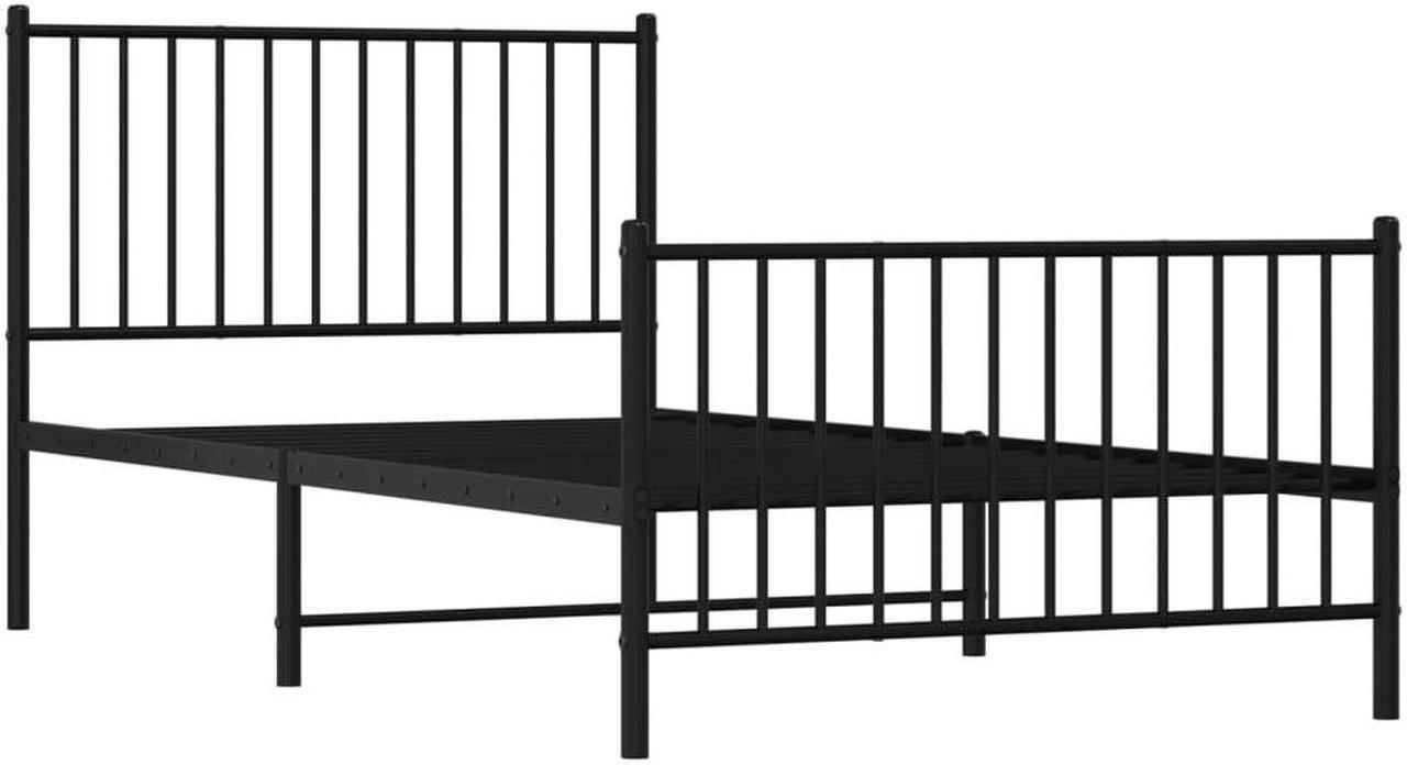 Alt view image 3 of 7 - vidaXL 12-Inch Black Metal Twin XL Bed Frame with Headboard & Footboard, Heavy-Duty Construction with Under-Bed Storage for Modern Bedroom, No Box Spring Needed & Easy Assembly, No Mattress