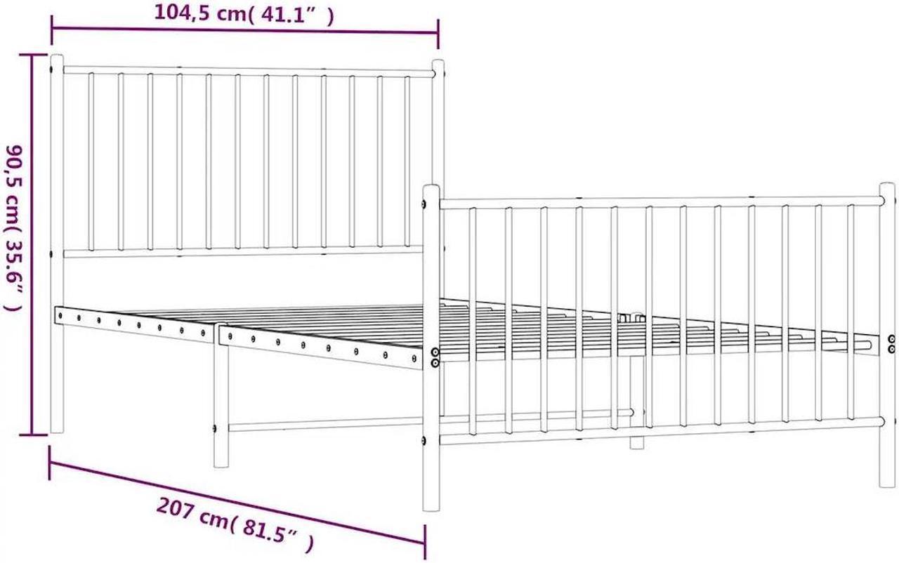 Alt view image 4 of 7 - vidaXL 12-Inch Black Metal Twin XL Bed Frame with Headboard & Footboard, Heavy-Duty Construction with Under-Bed Storage for Modern Bedroom, No Box Spring Needed & Easy Assembly, No Mattress