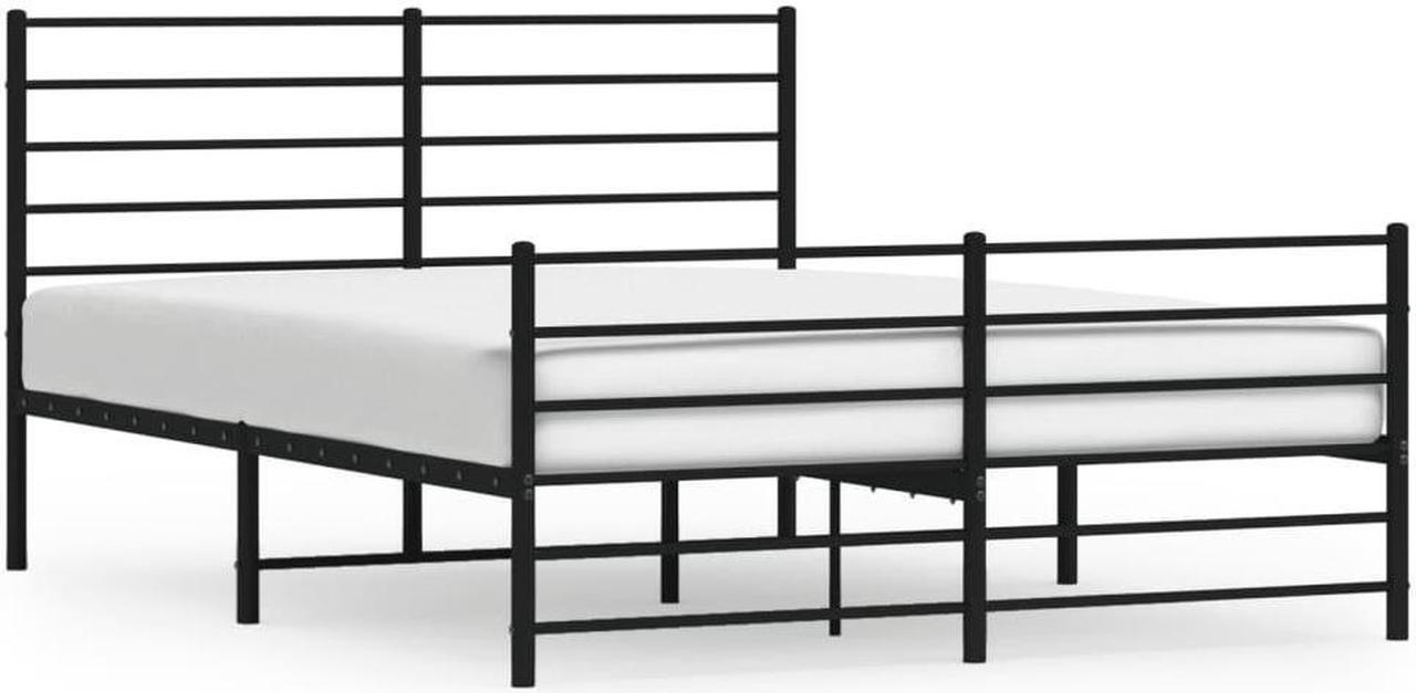 Alt view image 2 of 7 - vidaXL 12 Inch Full Metal Bed Frame with Headboard & Footboard, No Box Spring Needed, Noise Free Platform Bed Frame with Steel Slats, Easy Assembly, Under Bed Storage, Minimalist, Black