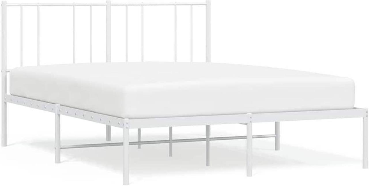 Alt view image 2 of 7 - vidaXL 12 Inch Queen Metal Bed Frame with Headboard, No Box Spring Needed, Noise Free Platform Bed Frame with Steel Slats, Easy Assembly, Under Bed Storage, Minimalist, White