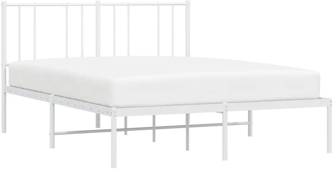 Alt view image 6 of 7 - vidaXL 12 Inch Queen Metal Bed Frame with Headboard, No Box Spring Needed, Noise Free Platform Bed Frame with Steel Slats, Easy Assembly, Under Bed Storage, Minimalist, White