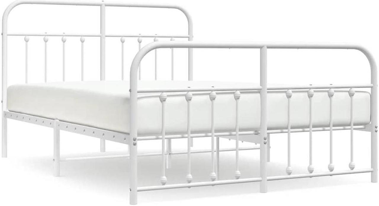 Alt view image 2 of 7 - vidaXL 12 Inch Queen Metal Bed Frame with Headboard & Footboard, No Box Spring Needed, Noise Free Platform Bed Frame with Steel Slats, Easy Assembly, Under Bed Storage, Minimalist, White