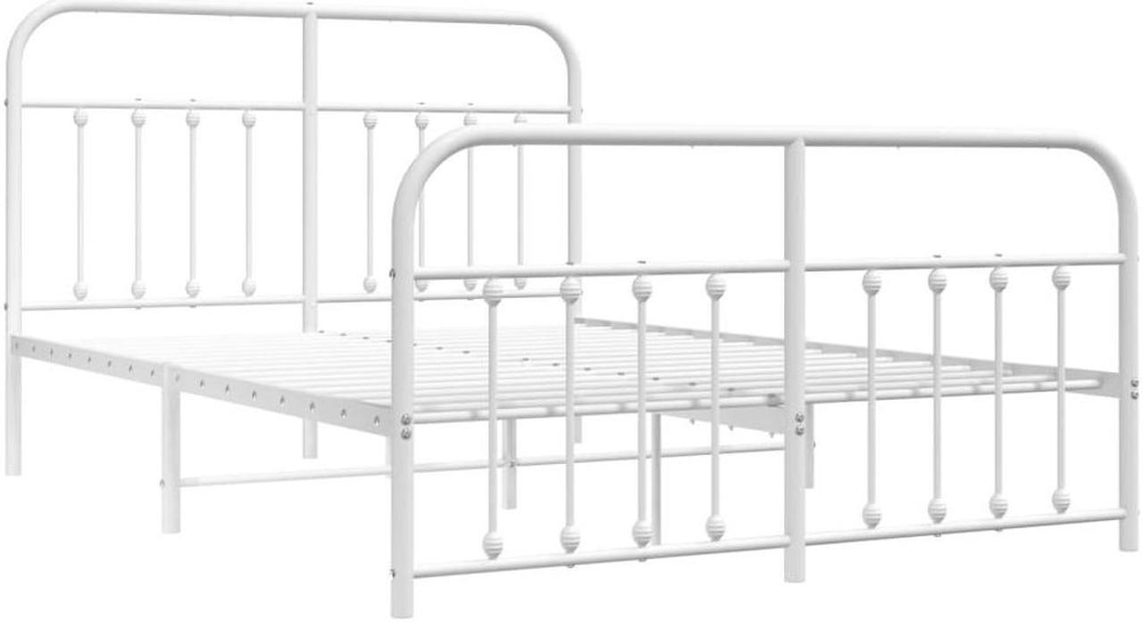 Alt view image 3 of 7 - vidaXL 12 Inch Queen Metal Bed Frame with Headboard & Footboard, No Box Spring Needed, Noise Free Platform Bed Frame with Steel Slats, Easy Assembly, Under Bed Storage, Minimalist, White