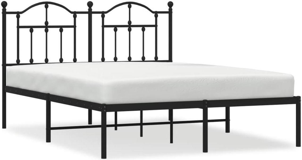 Alt view image 2 of 7 - vidaXL 12 Inch Queen Metal Bed Frame with Headboard, No Box Spring Needed, Noise Free Platform Bed Frame with Steel Slats, Easy Assembly, Under Bed Storage, Minimalist, Black