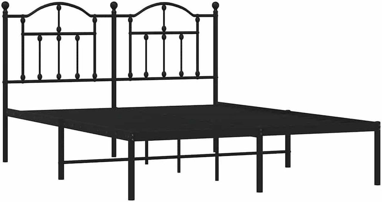Alt view image 3 of 7 - vidaXL 12 Inch Queen Metal Bed Frame with Headboard, No Box Spring Needed, Noise Free Platform Bed Frame with Steel Slats, Easy Assembly, Under Bed Storage, Minimalist, Black