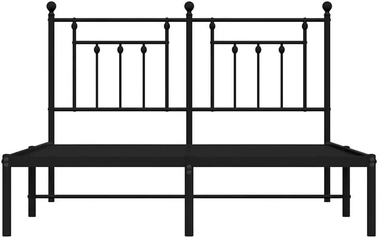 Alt view image 6 of 7 - vidaXL 12 Inch Black Queen Bed Frame with Headboard, Sturdy Metal Platform Bed Frame & Slats, Extra Under Bed Storage, No Box Spring Needed, without Mattress