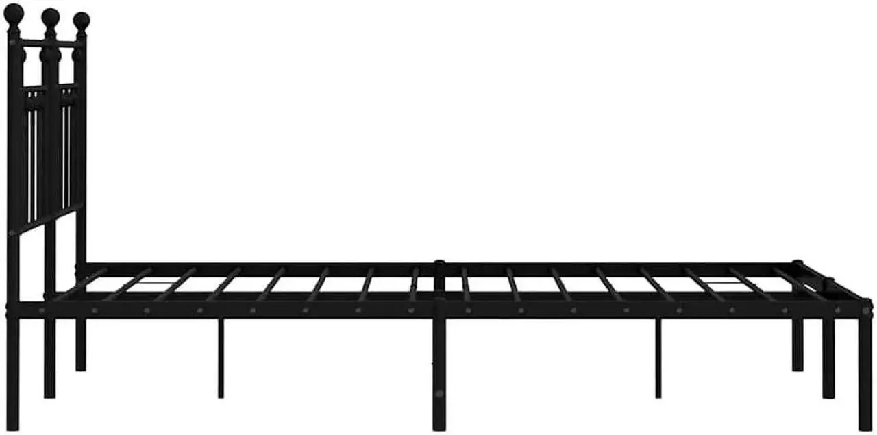 Alt view image 7 of 7 - vidaXL 12 Inch Black Queen Bed Frame with Headboard, Sturdy Metal Platform Bed Frame & Slats, Extra Under Bed Storage, No Box Spring Needed, without Mattress