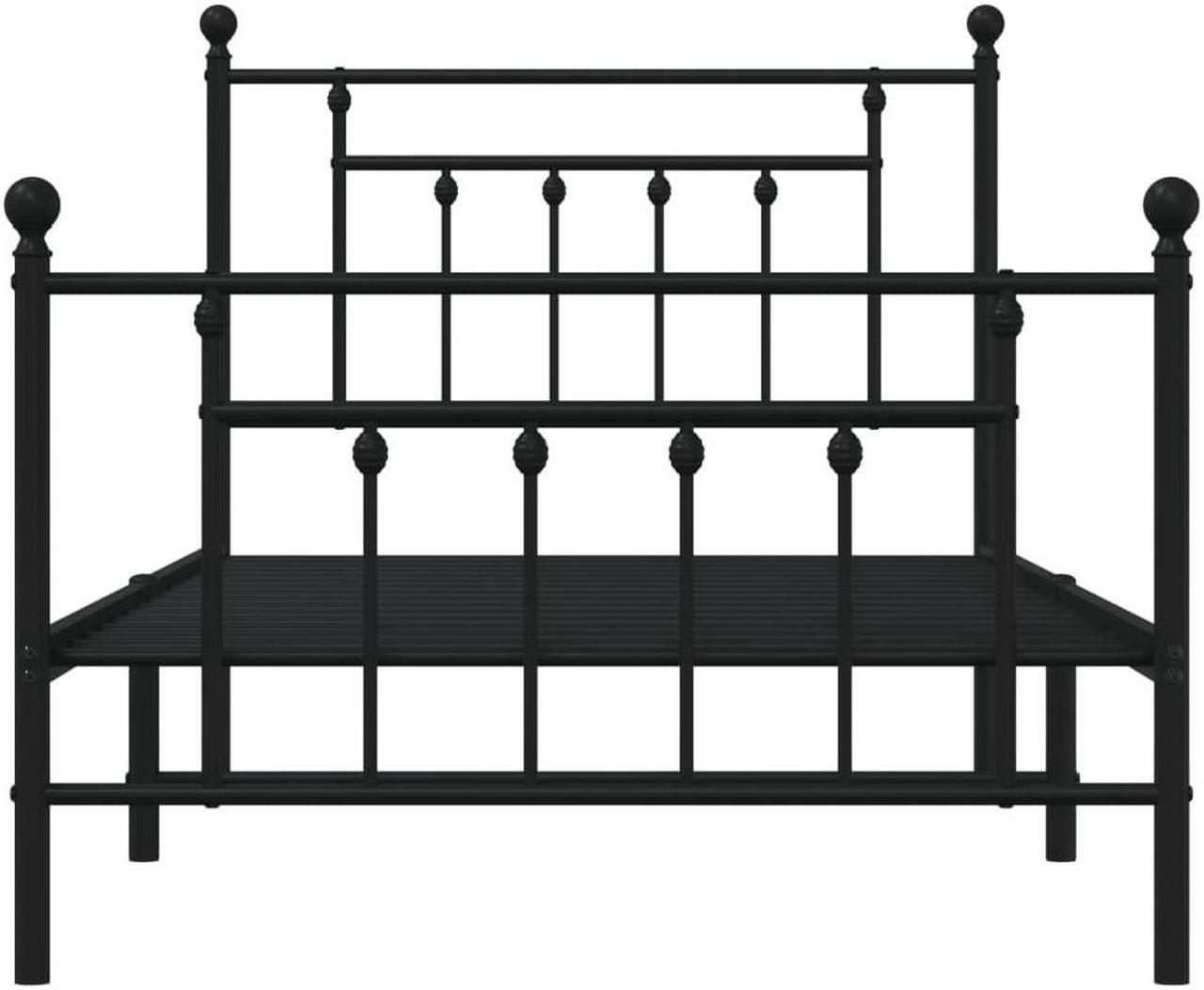Alt view image 6 of 7 - vidaXL 12 Inch Black Twin Bed Frame with Headboard & Footboard, Sturdy Metal Platform Bed Frame & Slats, Extra Under Bed Storage, No Box Spring Needed, without Mattress