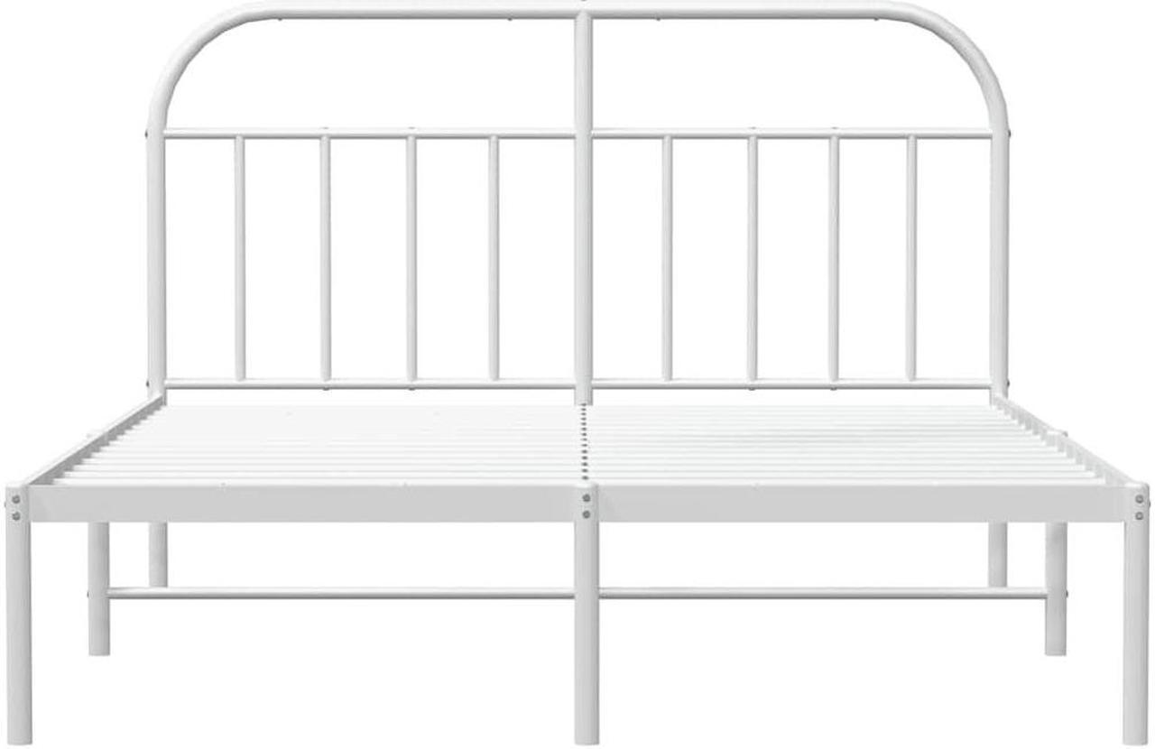 Alt view image 6 of 7 - vidaXL 12 Inch White California King Bed Frame with Headboard, Sturdy Metal Platform Bed Frame & Slats, Extra Under Bed Storage, No Box Spring Needed, without Mattress