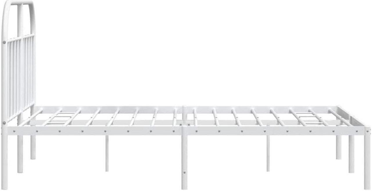Alt view image 7 of 7 - vidaXL 12 Inch White California King Bed Frame with Headboard, Sturdy Metal Platform Bed Frame & Slats, Extra Under Bed Storage, No Box Spring Needed, without Mattress