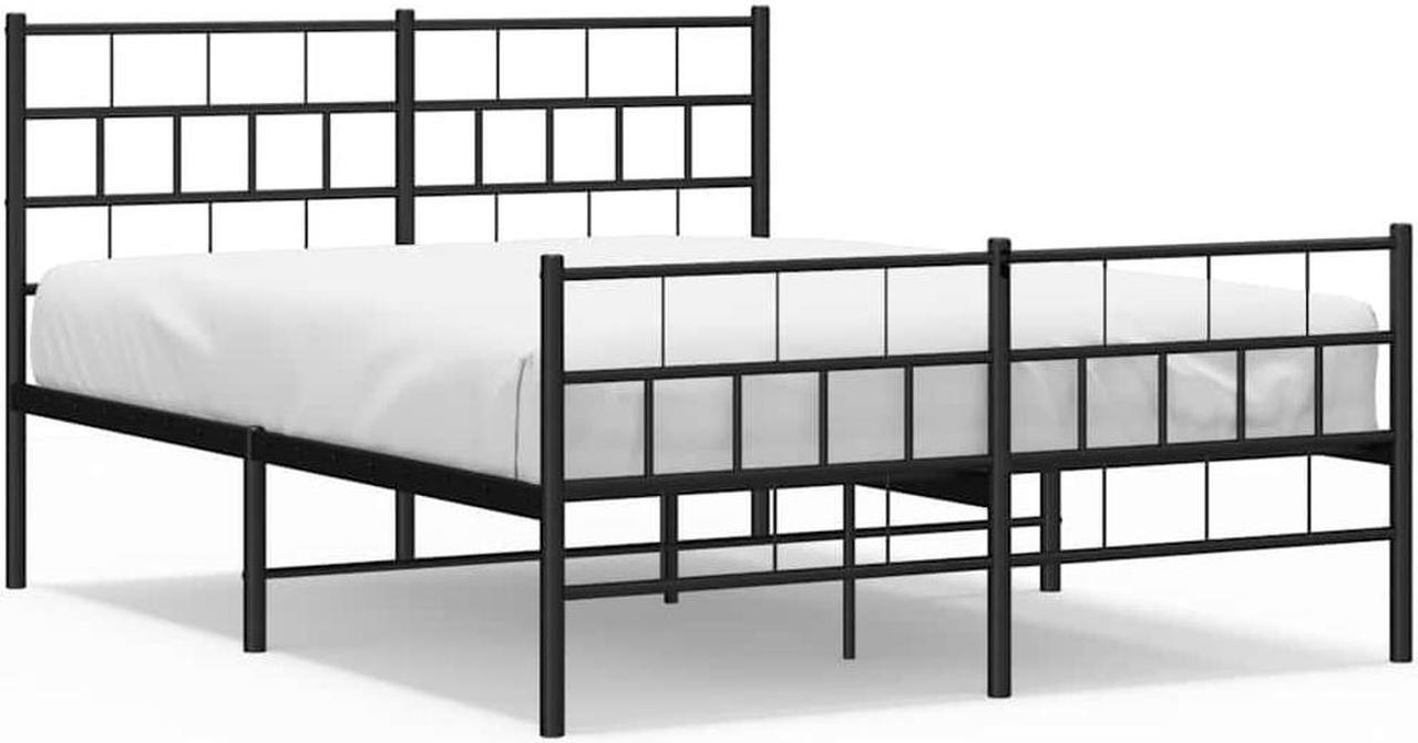 Alt view image 2 of 7 - vidaXL 12-Inch Black Metal Queen Bed Frame with Headboard & Footboard, Heavy-Duty Slats Support with Under-Bed Storage for Modern Bedroom, No Box Spring Needed & Easy Assembly, No Mattress