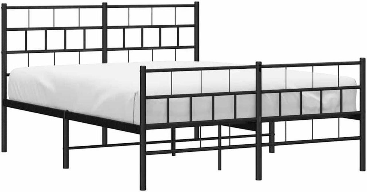 Alt view image 3 of 7 - vidaXL 12-Inch Black Metal Queen Bed Frame with Headboard & Footboard, Heavy-Duty Slats Support with Under-Bed Storage for Modern Bedroom, No Box Spring Needed & Easy Assembly, No Mattress