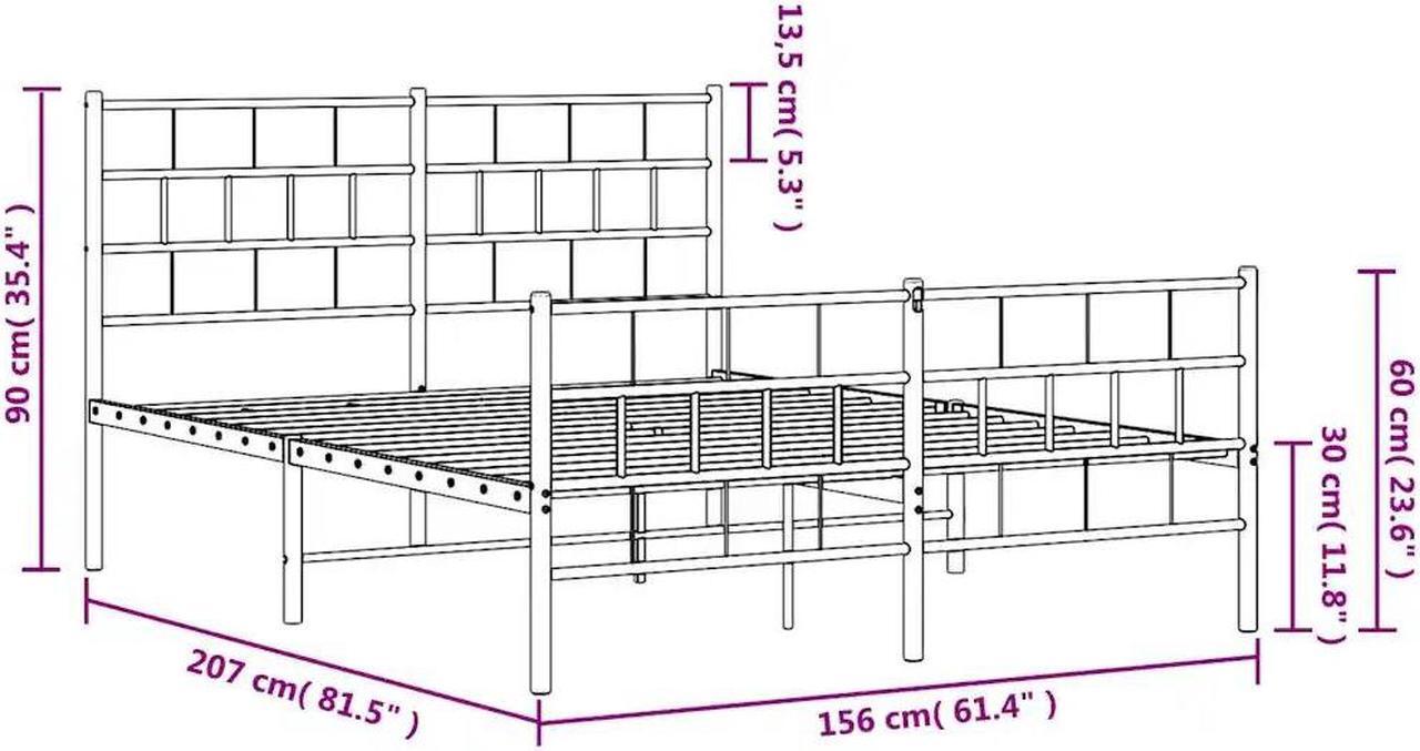 Alt view image 4 of 7 - vidaXL 12-Inch Black Metal Queen Bed Frame with Headboard & Footboard, Heavy-Duty Slats Support with Under-Bed Storage for Modern Bedroom, No Box Spring Needed & Easy Assembly, No Mattress