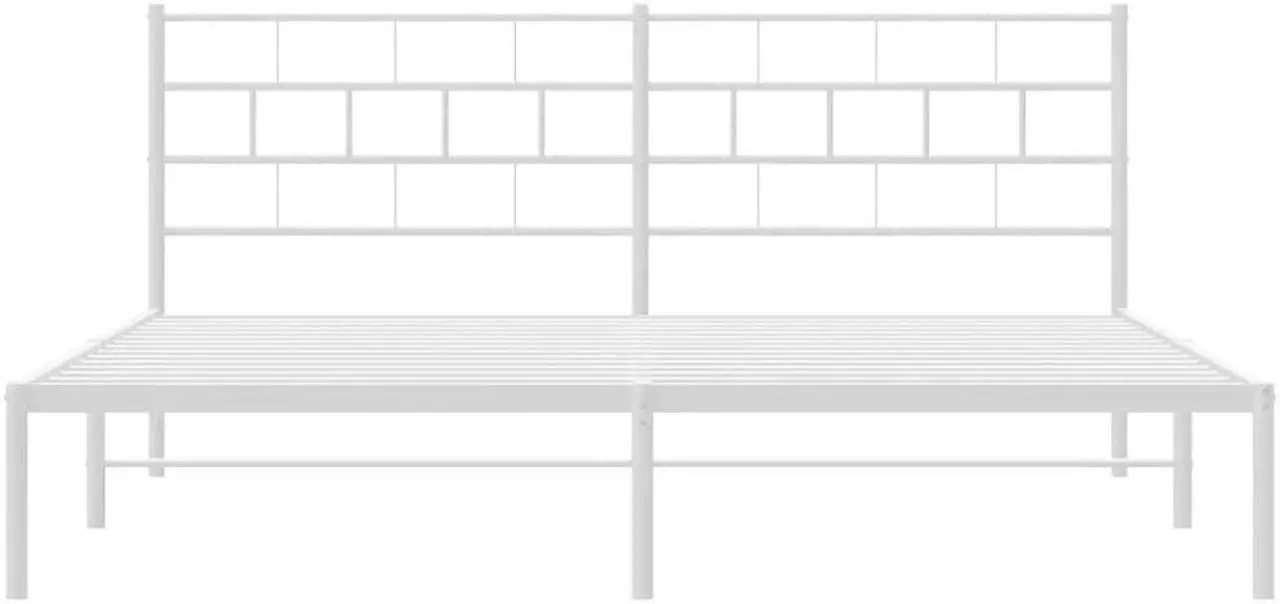Alt view image 6 of 7 - vidaXL 12-Inch White Metal King Bed Frame with Headboard, Heavy-Duty Slats Support with Under-Bed Storage for Modern Bedroom, No Box Spring Needed & Easy Assembly, No Mattress