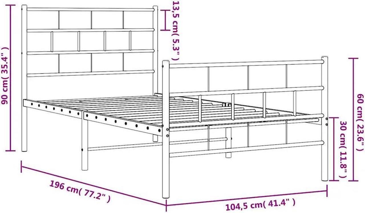 Alt view image 4 of 7 - vidaXL 12-Inch White Metal Twin Bed Frame with Headboard & Footboard, Heavy-Duty Slats Support with Under-Bed Storage for Modern Bedroom, No Box Spring Needed & Easy Assembly, No Mattress