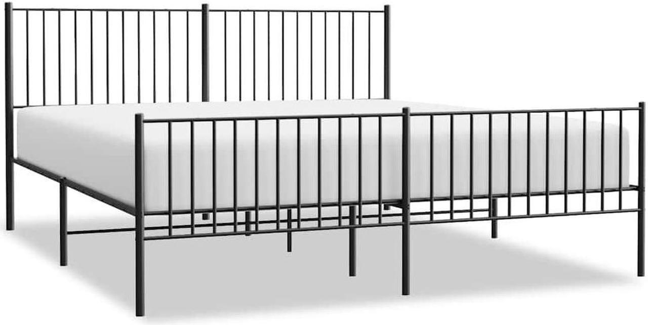 Alt view image 2 of 7 - vidaXL Black Metal California King Bed Frame with Headboard & Footboard, Heavy-Duty Construction, Under-Bed Storage, for Modern Bedroom, No Box Spring Needed & Easy Assembly, No Mattress