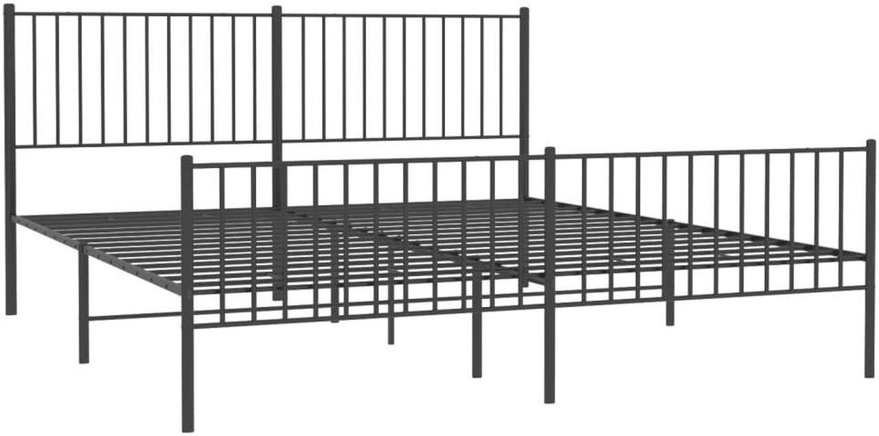 Alt view image 3 of 7 - vidaXL Black Metal California King Bed Frame with Headboard & Footboard, Heavy-Duty Construction, Under-Bed Storage, for Modern Bedroom, No Box Spring Needed & Easy Assembly, No Mattress